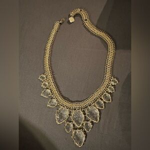 EUC Kendra Scott Gretchen Gold/Clear Crackle Statement Necklace & earrings